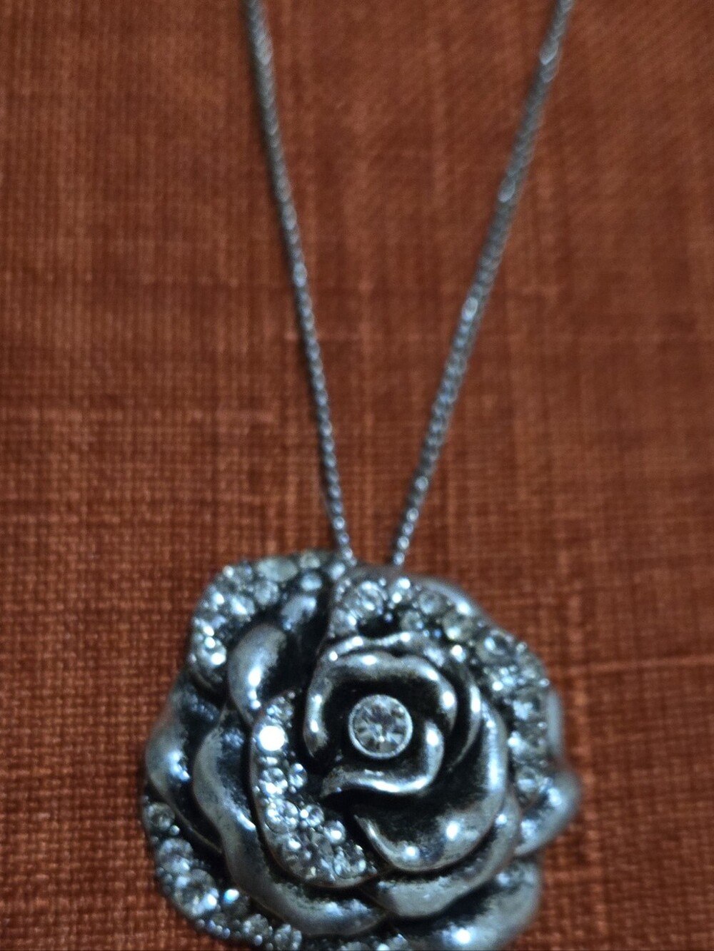 Fossil Crystal Rose Necklace
